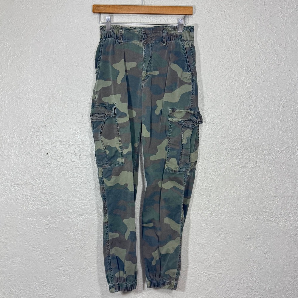 American Eagle Camo Cargo Jogger Womens 2 Baggy AE Stretch Elastic Grunge Street